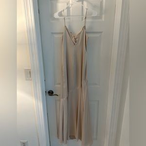 Lulus Champagne Satin Cowl Neck Maxi Dress